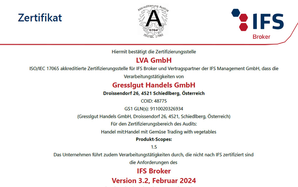 Gresslgut_2025_IFS Broker DE Zertifikat
